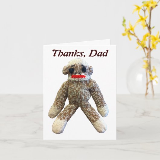 Carte Fête des pères Monkey Business, Sock Monkey (Fleur jaune)