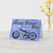 Carte Fête des pères moto bleue (Fleur jaune)