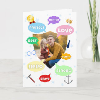 Carte Fête des Pères Nuages de mots de photo Meilleur Pa