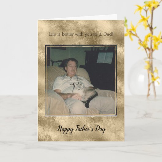 Carte Fête des pères or (Fleur jaune)