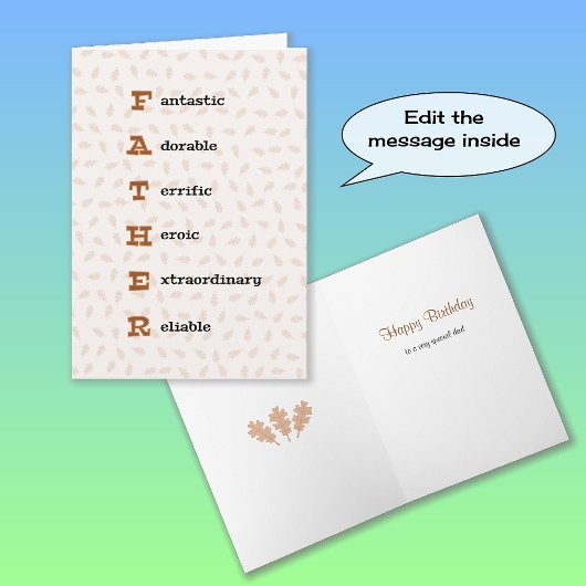 Carte Fête des pères ou texte d'anniversaire chêne feuil