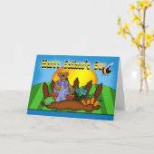 Carte fête des pères - Ours de jardinage (Fleur jaune)