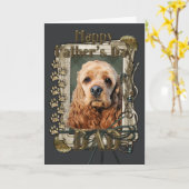 Carte Fête des pères - Pailles de pierre - Cocker Spanie (Fleur jaune)