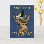Carte fête des pères papa, avec cerf et corbeau (Fleur jaune)