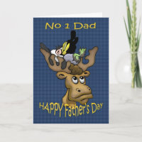 Carte fête des pères papa, avec cerf et corbeau