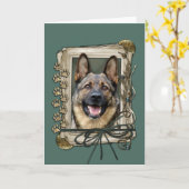 Carte Fête des pères - pattes en pierre - berger (Fleur jaune)