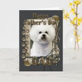 Carte Fête des pères - pattes en pierre - Bichon Frise (Fleur jaune)