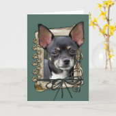 Carte Fête des pères - pattes en pierre - chiwawa - (Fleur jaune)