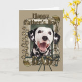 Carte Fête des pères - pattes en pierre - Dalmate (Fleur jaune)