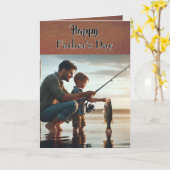 Carte Fête des pères / Pêche avec papa vacances (Fleur jaune)