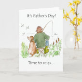 Carte fête des pères - Pêche terminée' (Fleur jaune)