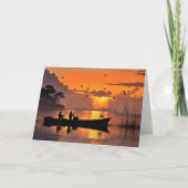 Carte Fête des pères Pêcheurs et bateau de pêche Lac (Devant)