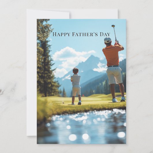 Carte Fête des pères Père & Fils Jouer Golf (Devant)