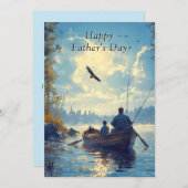 Carte Fête des pères Père & Fils Ligne Pêche en bateau (Devant / Derrière)