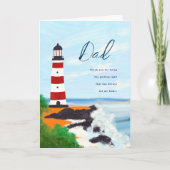 Carte Fête des pères phare Salutation personnalisée (Devant)