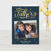 Carte Fête des pères photo Gold Calligraphy (Fleur jaune)