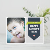Carte Fête des pères photo moderne Grey Chevron (Debout devant)