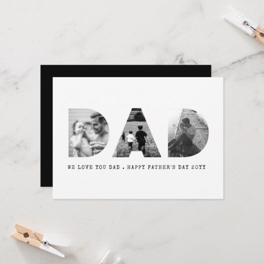 Carte Fête des pères photo papa (Devant/Arrière en situation)