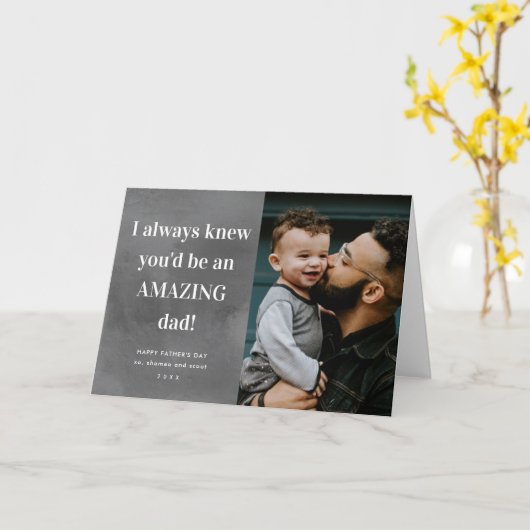 Carte Fête des pères photo papa Extraordinaire (Fleur jaune)