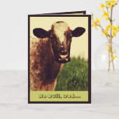 Carte Fête des pères photo taureau humoristique (Fleur jaune)
