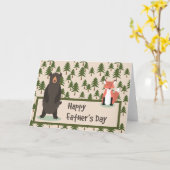 Carte Fête des pères Pine Trees Ours et renards (Fleur jaune)
