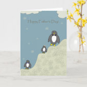 Carte Fête des pères - pingouins par le pignon rouge (Fleur jaune)
