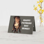 CARTE FÊTE DES PÈRES PIT BULL  (Fleur jaune)
