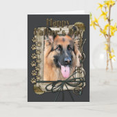 Carte Fête des pères - Poches de pierre - Berger alleman (Fleur jaune)