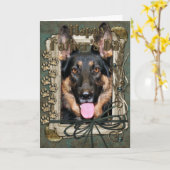 Carte Fête des pères - Poches de pierre - Berger alleman (Fleur jaune)