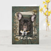 Carte Fête des pères - Poches de pierre - Chien de taure (Fleur jaune)