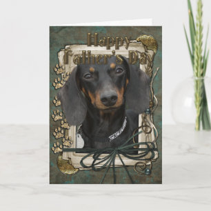Carte Fête des pères - Poches de pierre - Dachshund - Wi