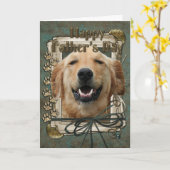 Carte Fête des pères - Poches de pierre - Golden Retriev (Fleur jaune)