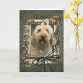 Carte Fête des pères - Poches de pierre - GoldenDoodle (Fleur jaune)