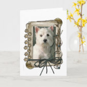 Carte Fête des pères - Poches de pierre - Westie (Fleur jaune)