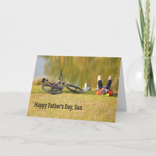 Carte Fête des pères pour le fils à vélo (Devant)