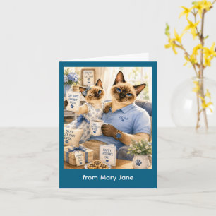 Carte Fête des Pères pour les amateurs de chats et papa 