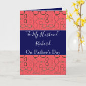 Carte fête des pères pour mari rouge et bleu (Fleur jaune)