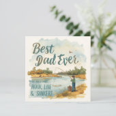 Carte Fête des Pères pour Papa amateur de pêche (Debout devant)