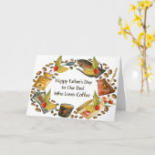Carte Fête des pères pour papa qui aime le café (Fleur jaune)