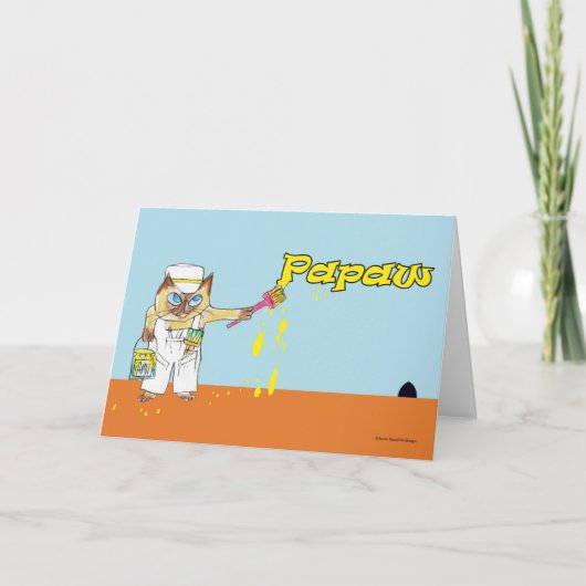 Carte Fête des pères pour Papaw Cat Peinture Mur (Devant)