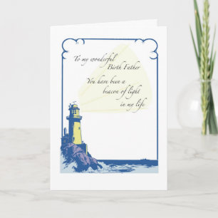 Carte Fête des pères pour père de naissance avec phare,