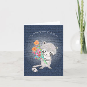 Carte Fête des pères Raccoon au meilleur papa jamais rac