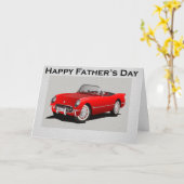Carte Fête des pères Red Convertible Sports Car (Fleur jaune)