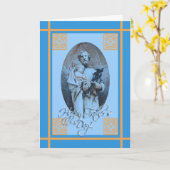 Carte Fête des pères religieuse, saint Joseph et Jésus (Fleur jaune)