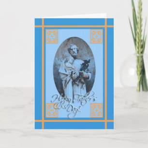 Carte Fête des pères religieuse, saint Joseph et Jésus