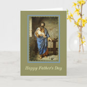 Carte Fête des pères St Joseph & Enfant Jésus (Fleur jaune)