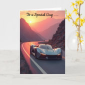 Carte Fête des pères Sunset Sportscar (Fleur jaune)