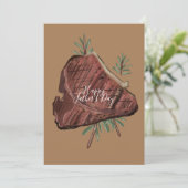 Carte Fête des pères T Bone Steak Rosemary Sprigs (Debout devant)