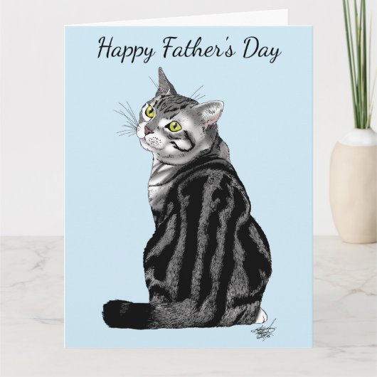 Carte Fête des pères Tabby Argent (Devant)