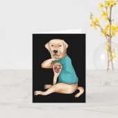 Carte Fête des pères tatouage J'aime papa drôle Labrador (Fleur jaune)